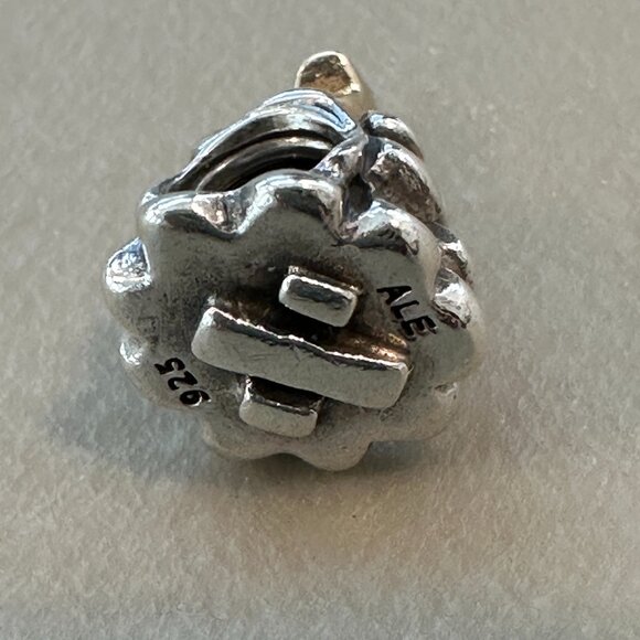 Authentic Pandora ALE 925 Sterling & 14k Gold Christmas Tree Charm Star - EUC - Picture 7 of 8